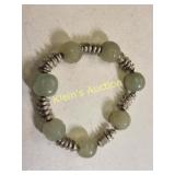 vintage carved green jade? bracelet signed Olsen
