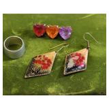jewelry copper enameled earrings , brooch,ring