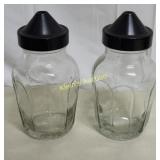 vintage glass spice or condiment shakers lot of 2