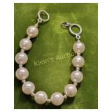 sterling silver bracelet w/faux dusty rose pearls