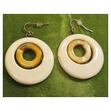 lucite bakelite earrings cream & amber hoops
