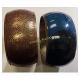 brass & enameled boho bangle bracelets lot of 2