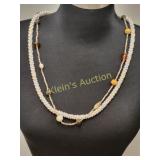 estate necklaces lot of 2 faux pearls & seed beads