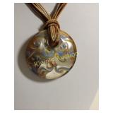 murano style glass pendant necklace 20"