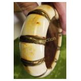 tribal bangle bracelet buffalo bone over wood!