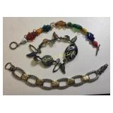 estate bracelet lot of 3! murano style, glass, ++