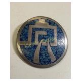 taxco sterling silver Navajo brooch turquoise sig