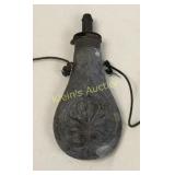 antique civil war period powder flask zinc/brass