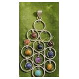 rare 10 chakra sterling & gemstone pendant