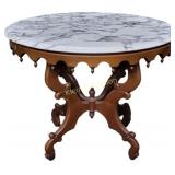Eastlake style marble top parlor table