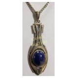sterling modernist pendant w/lapis lazuli & sterl