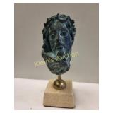 cast bronze w/patina bust head of christ marble