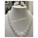 crystal glass necklace & earrings aurora borealis