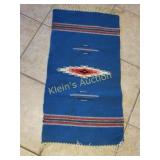 antique chimayan textile blue cream red rug