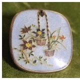 14K yellow gold antique cloisonne brooch