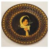 antique hand painted romania wooden plate