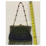 Victorian German silver glass beaded purse