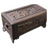 chinese carved camphor wood trunk coffer 20th C