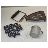 estate lot cast iron trivet antique flour measurer