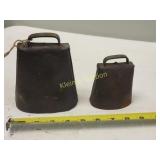 antique forged metal livestock /cow bells 6' & 4'