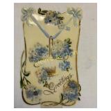 1909 antique Celluloid greeting card w/ embossed,