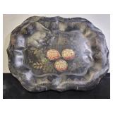 antique tin toleware tray 1800's hand made!