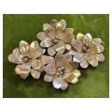 sterling silver flower brooch signed
