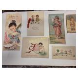 collection of antique Victorian era cards, postca