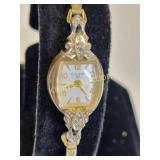 10K rolled gold & diamonds bulova watch 23 jewel