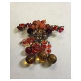 40's -50's glass beaded brooch