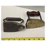 antique clothes iron sad iron rare brass lot of 2