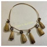 14K yellow gold antique teeth dangle bracelet 1800