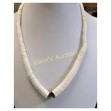 heshi white shell necklace w/ tiger's eye
