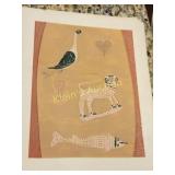 Folk Art Penn Dutch silk screen? vintage 11' x 14'