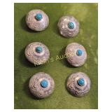 sterling & turquoise buttons lot of 6 native amerc