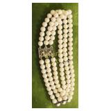 antique triple row beaded bracelet angel skin cor"