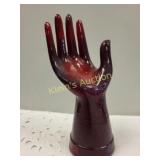 Vintage amberina red glass hand ring holder  Beau