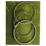 bangle bracelets lot of 3 2 test silver & 1 not