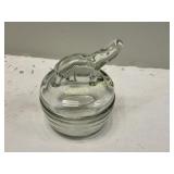 vtg glass lucky elephant trinket jar jeannette