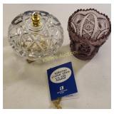 vtg kilarney crystal lidded dish & imperial glass