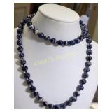sodalite necklace 28" & 281 carats vintage beauty