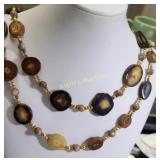 polished horn vintage 50" necklace mcm nice