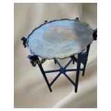 Anti. Chinese carved 6 leg folding table w/ engrav