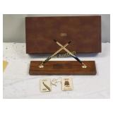 mid century walnut cross desk pen set 10K gf