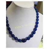 vtg cobalt glass necklace graduating size 16"