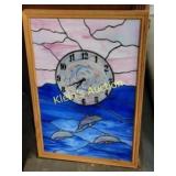 Dolphin marine life stained glass Clock by M Joyce