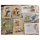 anti/ vtg postcards lot 0f 13 easter, birthday
