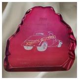 Fenton ruby glass plaque 1999 pioneer car show
