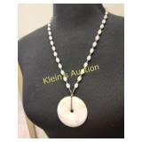 jade white pendant necklace with off white stone
