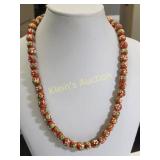 anti. venetian red fancy lampworked glass necklace